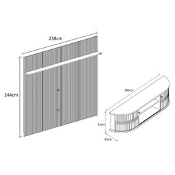 Painel+rack Suspenso New Bugatti para Tv até 75 Polegadas - Cumaru Opala - Madetec - 4 Painel+rack Suspenso New Bugatti para Tv até 75 Polegadas - Cumaru Opala - Madetec - 4