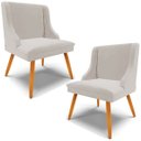Ver imagem 1 de Kit 2 Cadeiras Decorativas Sala de Jantar Pés Palito de Madeira Firenze Veludo Cinza/Natural G19 - G
