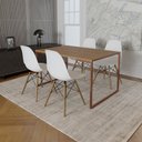 Ver imagem 2 de Mesa Industrial Base Ferro Cobre Tampo 137x90 Amêndoa 4 Cadeiras Eames Madeira Assento Branco