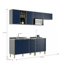 Ver imagem 2 de Cozinha Compacta Modulada 6 Portas 5 Gavetas Domus Espresso Móveis Azul/Silver/Royal