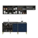Ver imagem 3 de Cozinha Compacta Modulada 6 Portas 5 Gavetas Domus Espresso Móveis Azul/Silver/Royal