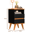 Ver imagem 4 de Kit 2 Mesas de Cabeceira Quarto Apoio Lateral Cama Box Casal Estilo Retrô Pop 2 Gavetas Preto