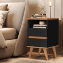 Ver imagem 6 de Kit 2 Mesas de Cabeceira Quarto Apoio Lateral Cama Box Casal Estilo Retrô Pop 2 Gavetas Preto