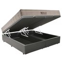 Ver imagem 2 de Cama Baú Casal Bipartido Cinza Colchão Molas Ensacadas Airtech Springpocket 138x188 - Ortobom