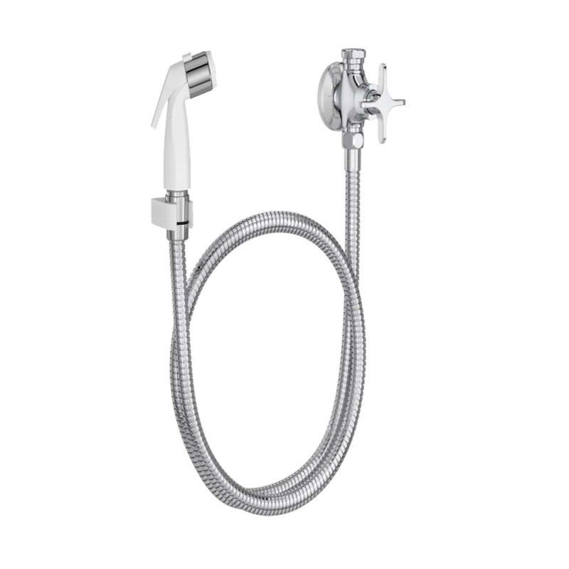 Ducha Higiênica 1984.C20.ACT com registro derivação e gatilho branco Flex cromado Deca Menor preço em Ducha Higiênica 1984.C20.ACT com registro derivação e gatilho branco Flex cromado Deca