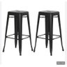 Kit c/2 Banqueta Tolix Iron Design Industrial 76 cm Aço Cozinha Bar Bistrô Bancada Preta - 1