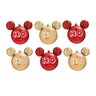 Jogo Bolas Natal Disney Mickey Ho Ho Ho Vermelha e Dourado 6cm 6 unidades - Cromus - 1