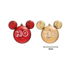 Jogo Bolas Natal Disney Mickey Ho Ho Ho Vermelha e Dourado 6cm 6 unidades - Cromus - 3