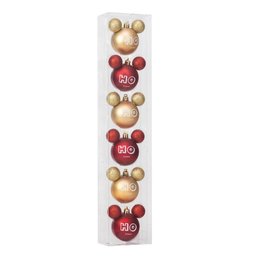 Jogo Bolas Natal Disney Mickey Ho Ho Ho Vermelha e Dourado 6cm 6 unidades - Cromus - 2