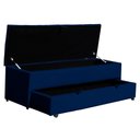 Ver imagem 2 de Calçadeira Sapateira Baú Solteiro 90cm Capitonê Luna Veludo Azul - Loja Sheep