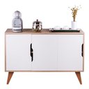 Ver imagem 1 de Aparador Buffet Murano Moderno 3 Portas MDP 115cm Carvalho e Branco Mercado Das Prateleiras
