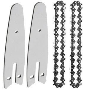 Corrente com Sabre Mini Motoserra Kit 2 Uni Placa Guia 4 Polegadas 14 Dentes Reposiçao Ferramenta Co