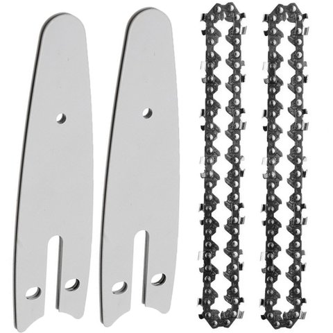 Corrente com Sabre Mini Motoserra Kit 2 Uni Placa Guia 4 Polegadas 14 Dentes Reposiçao Ferramenta Co