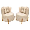 Ver imagem 1 de Kit 2 Poltronas Orgânica Curva Luna Veludo Bege - Montanaris Decor