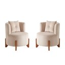 Ver imagem 4 de Kit 2 Poltronas Orgânica Curva Luna Veludo Bege - Montanaris Decor