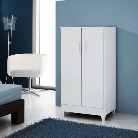 Armário Organizador Multiuso Sapateira Slim 2 Portas Branco