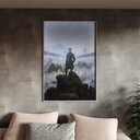 Ver imagem 1 de Quadro Decorativo Tela Canvas Conceito Caminhante sobre o Mar de Névoa - Caspar Friedrich com Moldur