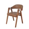Cadeira Cris com Base Fixa de Madeira Maciça Cor Castanho Couro Sintético La Paz - 1