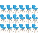 Ver imagem 1 de Kit 18 Cadeiras de Jantar Charles Eames Slim Wood Estofada - Azul
