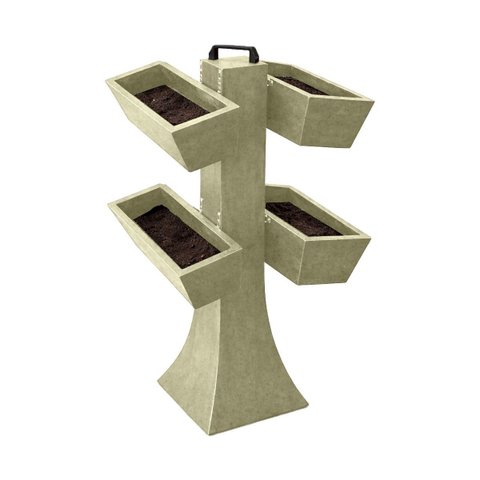 Kit 4 Vaso Planta Horta Grande Jardineira 50cm Floreira com Suporte Polietileno