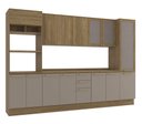 Ver imagem 4 de Armário de Cozinha Modulada Completa Reta 8 Peças 3,20m Botanic Kappesberg - Nogueira/Fendi