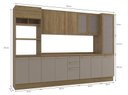 Ver imagem 3 de Armário de Cozinha Modulada Completa Reta 8 Peças 3,20m Botanic Kappesberg - Nogueira/Fendi
