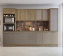 Ver imagem 1 de Armário de Cozinha Modulada Completa Reta 8 Peças 3,20m Botanic Kappesberg - Nogueira/Fendi