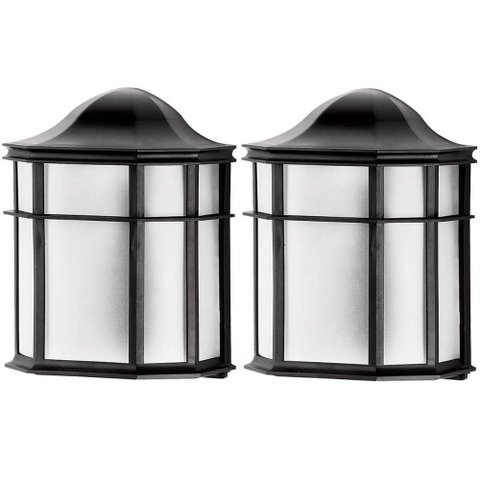 2 Luminárias de Parede Pretas Arandelas 25cm Lente Fosca de Ville Dital