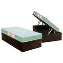 Ver imagem 1 de Cama Box Baú Solteiro: Colchão Espuma Castor D33 Sleep Max Duplo + Base CRC Suede Brown(88x188)