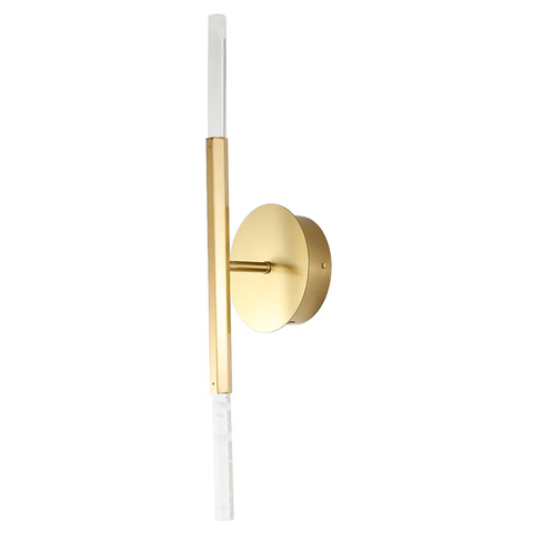 Arandela Petra Dourado e Transparente (c)11cm (l)12cm (a)53cm 2x3w 3000k 300lm - Oc004m