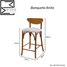 Banqueta Alta Madeira Balcao Cozinha Decorativa Anita Studio Metal Madeira Banqueta Anita Pinhão - 7