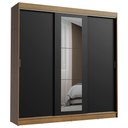 Ver imagem 2 de Guarda-Roupa Casal Madesa Kansas 3 Portas de Correr com Espelho 3 Gavetas Rustic/Preto Cor:Rustic/Pr