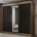 Ver imagem 1 de Guarda-Roupa Casal Madesa Kansas 3 Portas de Correr com Espelho 3 Gavetas Rustic/Preto Cor:Rustic/Pr