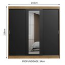 Ver imagem 3 de Guarda-Roupa Casal Madesa Kansas 3 Portas de Correr com Espelho 3 Gavetas Rustic/Preto Cor:Rustic/Pr