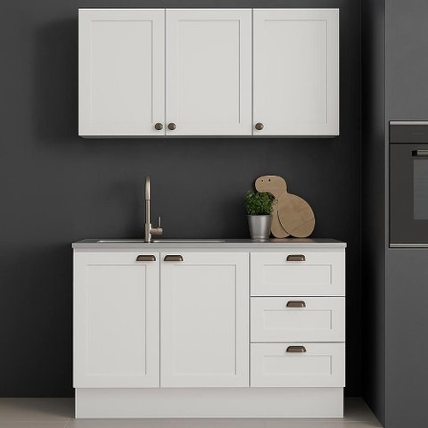 Armário Cozinha Genialflex Provençal C/ Balcão S/ Tampo Bco