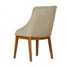 Cadeira Sala de Jantar Elisa Linho Bege com Capitone Base em Madeira Maciça Castanho - 3