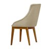 Cadeira Sala de Jantar Elisa Linho Bege com Capitone Base em Madeira Maciça Castanho - 4