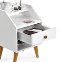 Ver imagem 6 de Mesa de Cabeceira para Quarto Retrô 1 Gaveta Puxador Rose Dakota - Branco