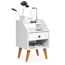 Ver imagem 5 de Mesa de Cabeceira para Quarto Retrô 1 Gaveta Puxador Rose Dakota - Branco