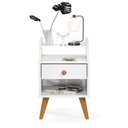 Ver imagem 2 de Mesa de Cabeceira para Quarto Retrô 1 Gaveta Puxador Rose Dakota - Branco