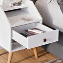 Ver imagem 3 de Mesa de Cabeceira para Quarto Retrô 1 Gaveta Puxador Rose Dakota - Branco