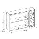 Ver imagem 3 de Armário Aéreo Cozinha 120 Cm Renard 2 Portas com Vidro e Led 100% Mdf Jequitibá/gris Fosco - Pnr Móv