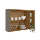 Ver imagem 2 de Armário Aéreo Cozinha 120 Cm Renard 2 Portas com Vidro e Led 100% Mdf Jequitibá/gris Fosco - Pnr Móv