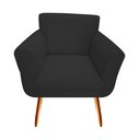 Ver imagem 2 de Kit 2 Poltronas Decorativa Sabrina Couro Preto Pés Madeira Mz Decor