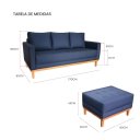 Ver imagem 5 de Sofá Catar | Tecido Acquablock + Puff | Base Madeira | 170cm | Marinho