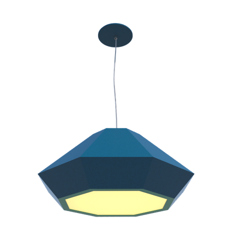 Lustre Pendente Facetado Diamante 72x32cm 3xE27 Madeira - Azul