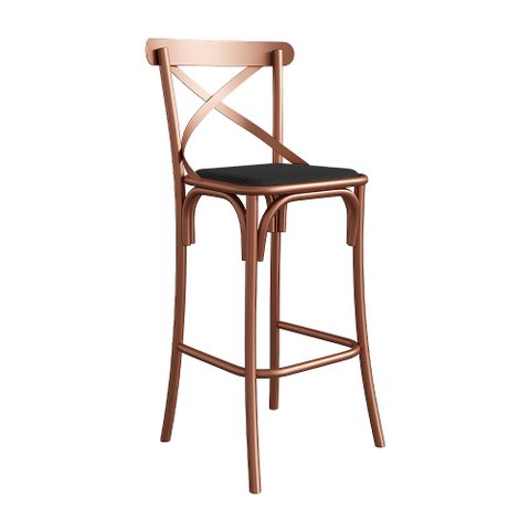 Banqueta Cross Tipo Bar em Aço para Cozinha Balcão Bancada Gourmet com Assento Alto Design - Cobre