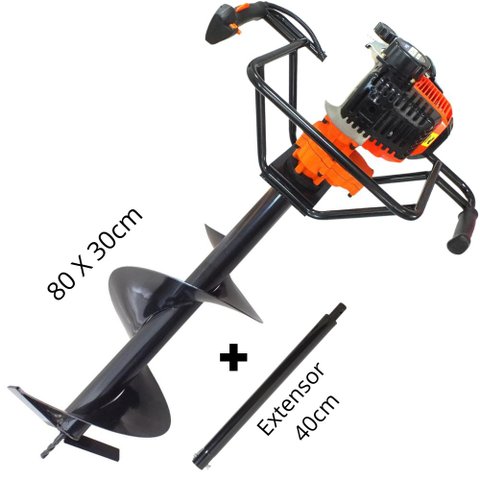 Perfurador de Solo Vulcan 2T VPS520 Broca 80x30cm + Extensor de 40cm Robusto, Potente e Econômico