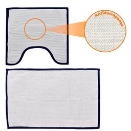 Tapetes para Banheiro de Microfibra Antiderrapante Soft Square 2 Peças - Rio Home Azul Marinho - 2