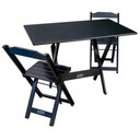 Ver imagem 1 de Conjunto de Mesa Dobrável 70x110 com 2 Cadeiras Preto - Cor: Preto